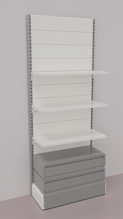 Scaffale da negozio con 2 cassetti inferiori a scorrimento su cuscinetti in PVC cm. 100x40x250h
