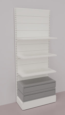 Scaffale da negozio con 2 cassetti inferiori a scorrimento su cuscinetti in PVC cm. 100x40x250h