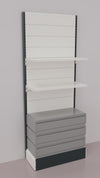 Scaffalatura verniciata da negozio con 3 cassetti a scorrimento su cuscinetti in PVC cm. 100x40x250h