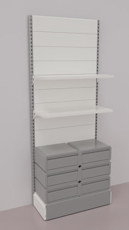 Scaffale da negozio verniciato con 6 cassetti a scorrimento su cuscinetti in PVC cm. 100x40x250h