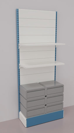 Scaffale da negozio verniciato con 6 cassetti a scorrimento su cuscinetti in PVC cm. 100x40x250h