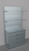 Scaffale da negozio zincato con 6 cassetti a scorrimento su cuscinetti in PVC cm. 100x40x200h