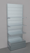 Scaffalatura da negozio zincata con cassetto basso a scorrimento su cuscinetti in PVC cm. 100x40x250h