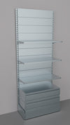 Scaffale con 2 cassetti inferiori a scorrimento su cuscinetti in PVC, per negozio cm. 100x40x250h