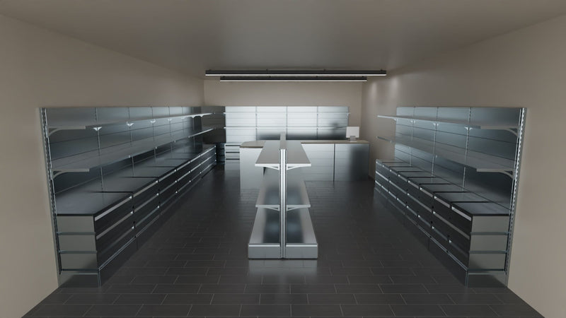 Scaffale da negozio zincato con 6 cassetti a scorrimento su cuscinetti in PVC cm. 100x40x250h