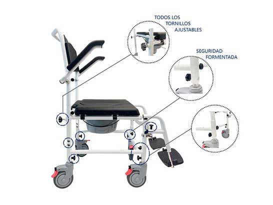 Sedia comoda in alluminio COMPAGNA per wc e doccia