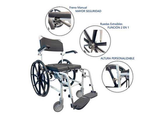 Sedia comoda in alluminio LIBERA per wc e doccia