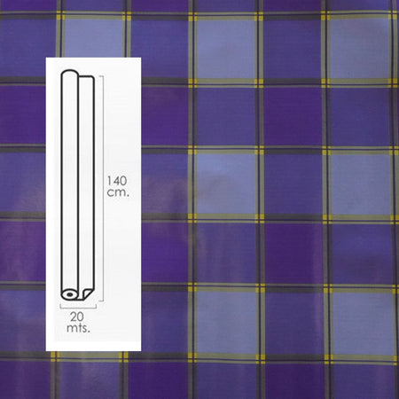 ***MEGA STOCK*** Rotolo da 20 metri (H140cm) di Tovaglia PVC telata cerata Per Casa, Sagre, Pizzerie SCACCHI BLU