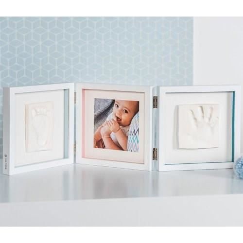 Baby Art My Baby Style - Cornice Portafoto Doppia Impronta del Bimbo: Personalizzabile con il Kit Impronte e Mani del Bimbo, Regalo di Nascita