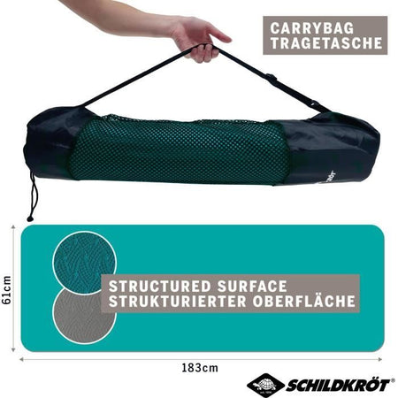 Tappetino yoga SCHILDKRT - Bicolore Antracite/Blu Petrolio - 180 x 61 cm - Spessore 4 mm