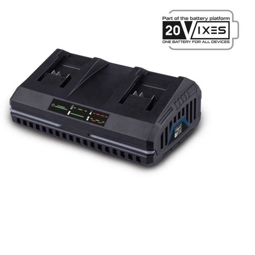 Caricabatterie doppio - SCHEPPACH - 2,4 A - SDBC2.4A - Carica contemporaneamente due batterie agli ioni di litio della gamma Scheppach 20V IXES