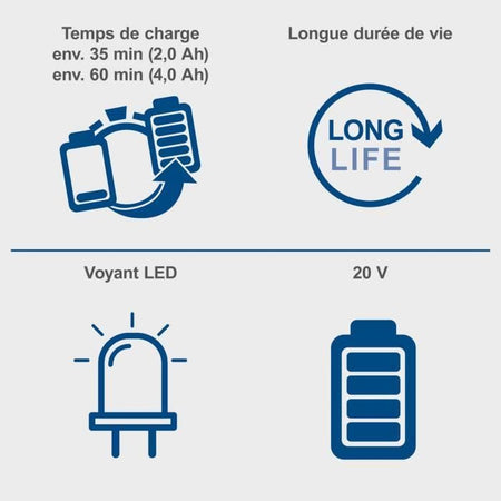 Caricabatterie doppio - SCHEPPACH - 4,5 A - SDBC4,5A - Carica contemporaneamente due batterie agli ioni di litio della gamma Scheppach 20V IXES