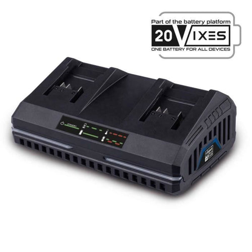Caricabatterie doppio - SCHEPPACH - 4,5 A - SDBC4,5A - Carica contemporaneamente due batterie agli ioni di litio della gamma Scheppach 20V IXES