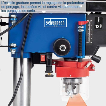 SCHEPPACH - Trapano a colonna 16 mm 500 W con laser a croce e morsa inclusa - DP16VLS