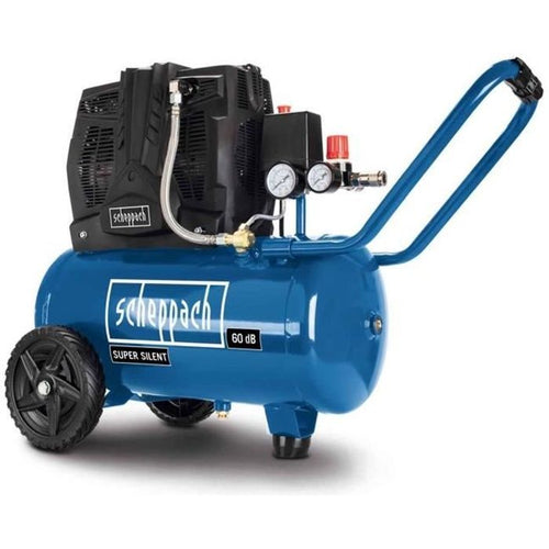 Compressore d'aria bicilindrico orizzontale silenzioso Scheppach HC25Si - 24 L - 1100W - 8 bar - 1,5 HP