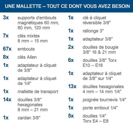 Valigetta portautensili da 135 pezzi - SCHAPPACH - TB170 - Utensili in acciaio al cromo vanadio - Custodia con serratura