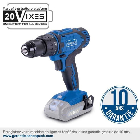 Trapano avvitatore SCHEPPACH - 20V IXES - Mandrino 13mm 50 Nm + 2 batterie + caricabatteria + 74 accessori + Scatola - C-DTB74/2-X