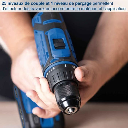 Trapano avvitatore SCHEPPACH - 20V IXES - Mandrino 13mm 50 Nm + 2 batterie + caricabatteria + 74 accessori + Scatola - C-DTB74/2-X