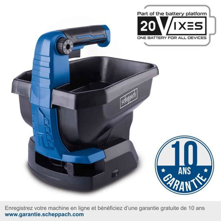 Spandiconcime a batteria SCHEPPACH C-GSP800-X - 20V IXES - Capacità di superficie 800 m2 - Contenitore 3,5 litri - senza batteria né caricabatterie