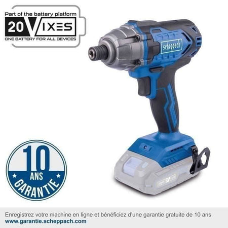 Avvitatore a impulsi a batteria 1/4 - SCHEPPACH - 20V IXES - Coppia 180 Nm - senza batteria né caricabatterie - C-ID180-X