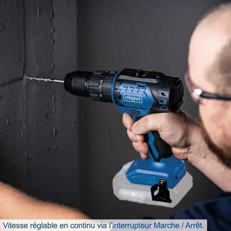 Trapano avvitatore a percussione brushless - SCHEPPACH - 20V IXES - Coppia 60 Nm - Mandrino da 13 mm - senza batteria né caricabatterie