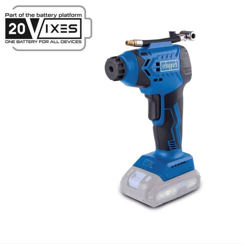 Compressore portatile - SCHEPPACH - 20V IXES - Display LED - 7 barre - 6 accessi inclusi - senza batteria né caricabatterie - C-AC20-X