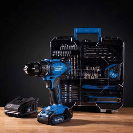 Trapano avvitatore a batteria 20V IXES + 1 batteria da 2 Ah, caricabatteria, scatola con 74 accessori - C-DTB74/1-X