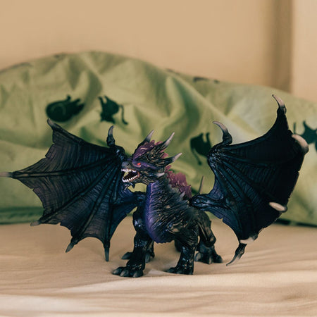 Figura del Drago Oscuro - Drago giocattolo ultra realistico e resistente con ali mobili - Regalo per ragazzi e ragazze dai 7 anni in su