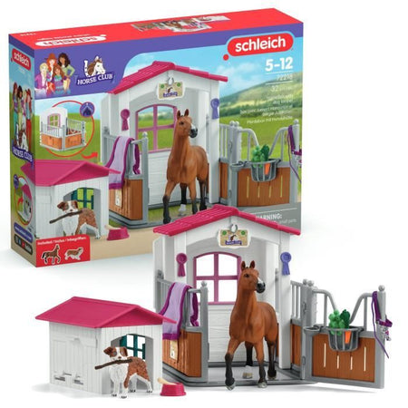 Scatola con cavalla di Hannover e pastore australiano, statuetta di cavallo e accessori, SCHLEICH 72218 Horse Club, 5 anni