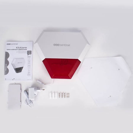 Sirena da esterno cablata aggiuntiva KitAlarm - SCS SENTINEL - Portata 80m - Allarme sonoro e luminoso