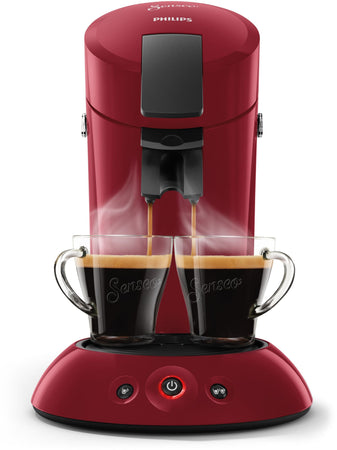 Philips HD6553/81 SENSEO ORIGINAL macchina per caffè a cialde, Aroma Booster, Crema Pus, 1 o 2 tazze, Rosso