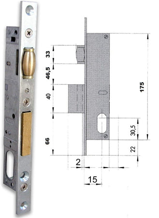 Serratura A Infilare Con Rullo Cilindro Ovale Mm15