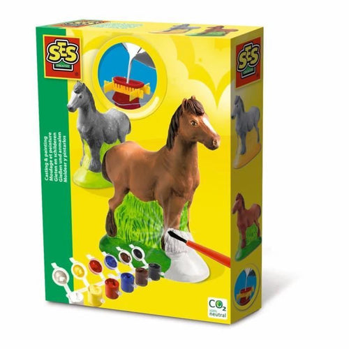 Stampaggio e pittura - Cavallo - SES CREATIVE - Stampo in lattice, supporto per asciugatura, gesso, vernice e pennello inclusi