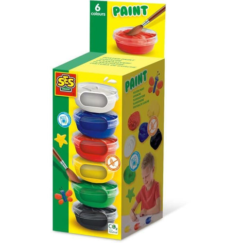 Guazzo (6x45ml) - SES CREATIVE - Sei colori: rosso, blu, bianco, nero, verde e giallo.