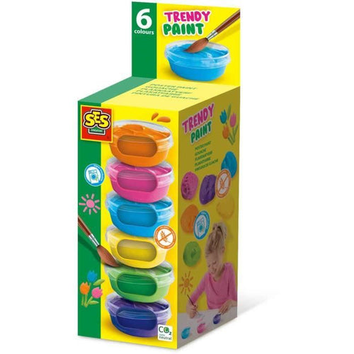 Guazzo trendy (6x45ml) - SES CREATIVE - Colori brillanti e coprenti, 6 super colori.