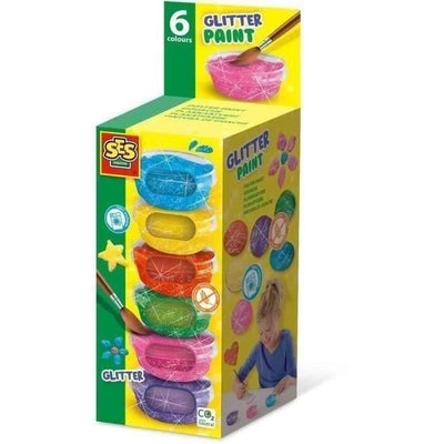 Guazzo glitter (6x45ml) - SES CREATIVE - Buona qualità, colori brillanti e coprenti - Packaging pratico e compatto