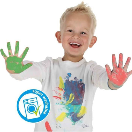 Pittura a dita 6 colori x 45ml - SES CREATIVE - Intensità del colore e facilità di lavaggio.