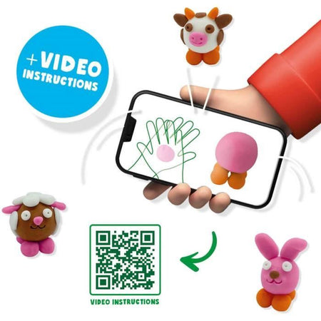 Pasta da modellare FunDo - Animali della fattoria (3x90gr-1x40gr) - SES CREATIVE - Interattivo per bambini piccoli.