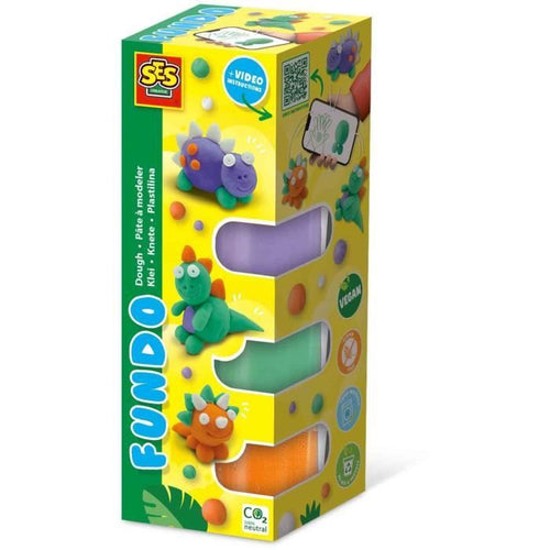 Pasta da modellare FunDo - Dinosauri (3x90gr-1x40gr) - SES CREATIVE - Interattivo per bambini piccoli.