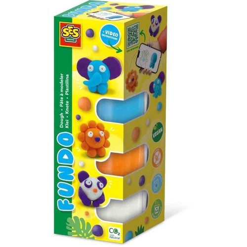 Pasta da modellare FunDo - Animali selvatici (3x90gr-1x40gr) - SES CREATIVE - Interattivo per bambini piccoli.