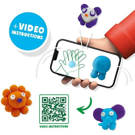 Pasta da modellare FunDo - Animali selvatici (3x90gr-1x40gr) - SES CREATIVE - Interattivo per bambini piccoli.