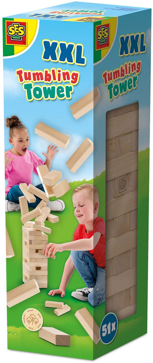 XXL Tumbling Tower - Gioco di abilità - SES CREATIVE - Versione XXL per esterni, emozionante per bambini e adulti.
