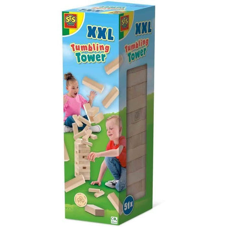 XXL Tumbling Tower - Gioco di abilità - SES CREATIVE - Versione XXL per esterni, emozionante per bambini e adulti.