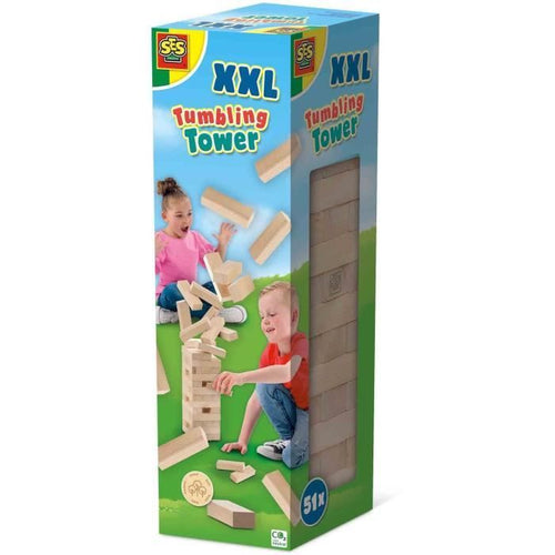 XXL Tumbling Tower - Gioco di abilità - SES CREATIVE - Versione XXL per esterni, emozionante per bambini e adulti.