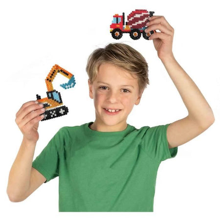 Perle da stiro - Camion da cantiere - SES CREATIVE - Crea 5 tipi di veicoli da cantiere.