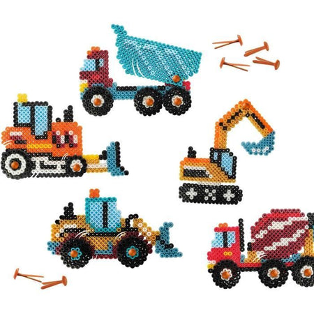 Perle da stiro - Camion da cantiere - SES CREATIVE - Crea 5 tipi di veicoli da cantiere.