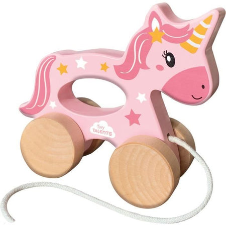 Unicorno in legno 2 in 1 - Da spingere e tirare - SES CREATIVE - Unicorno rosa da spingere o tirare.