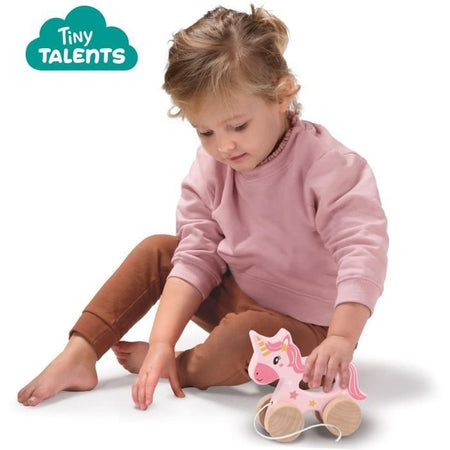 Unicorno in legno 2 in 1 - Da spingere e tirare - SES CREATIVE - Unicorno rosa da spingere o tirare.