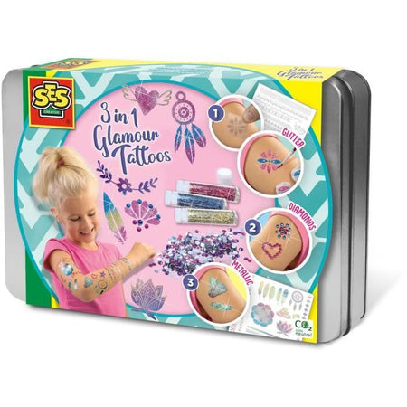 Tatuaggi glamour 3 in 1 - SES CREATIVE - Multicolor - Bianco - Per bambini dai 5 mesi