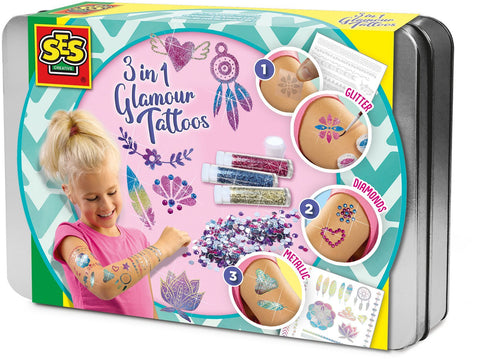 Tatuaggi glamour 3 in 1 - SES CREATIVE - Multicolor - Bianco - Per bambini dai 5 mesi